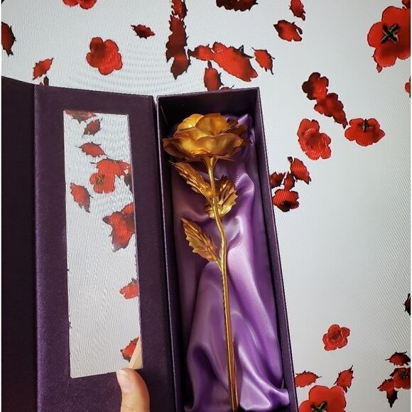 24K Gold Plated Rose Foil Flower Gift Valentine's Birthday Lover NWT - Picture 6 of 11